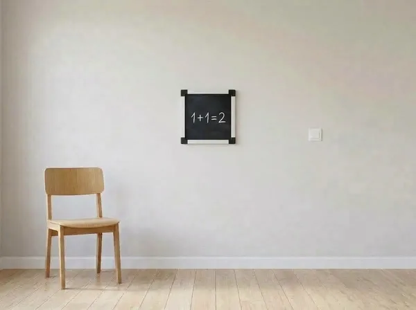 1' × 1' blackboard hanging on a wall