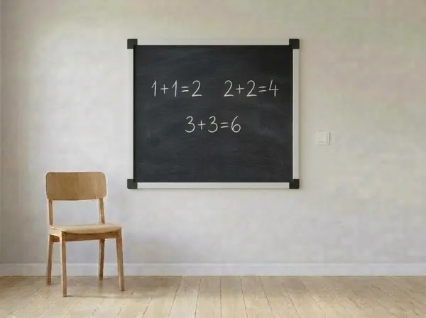 2' × 2' blackboard hanging on a wall