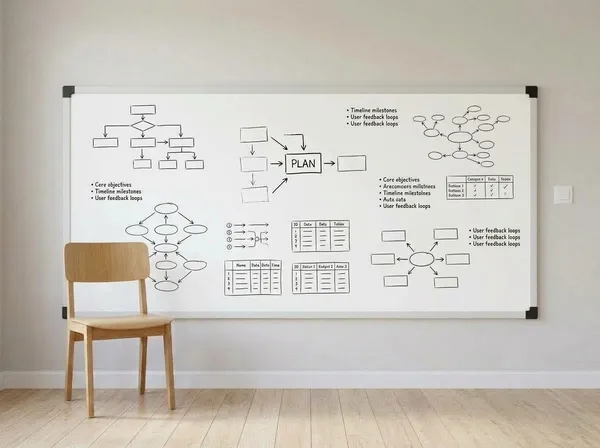 4' × 8' whiteboard hanging on a wall